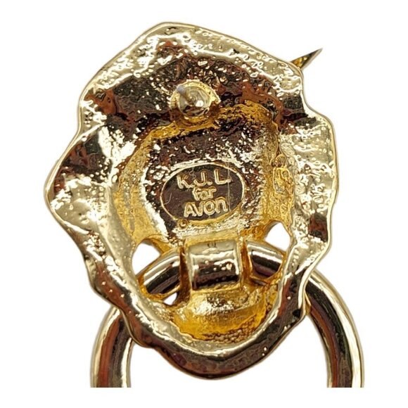 KJL Kenneth J Lane Lion Door Knocker Earrings Rhinestone NOS Avon Vintage 1986 - Picture 2 of 12
